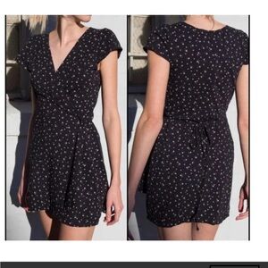 Navy Wrap Mini Dress with Flutter Sleeves